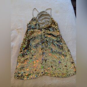 Gold Sequin Party Dress - Sparkling Strappy Dress